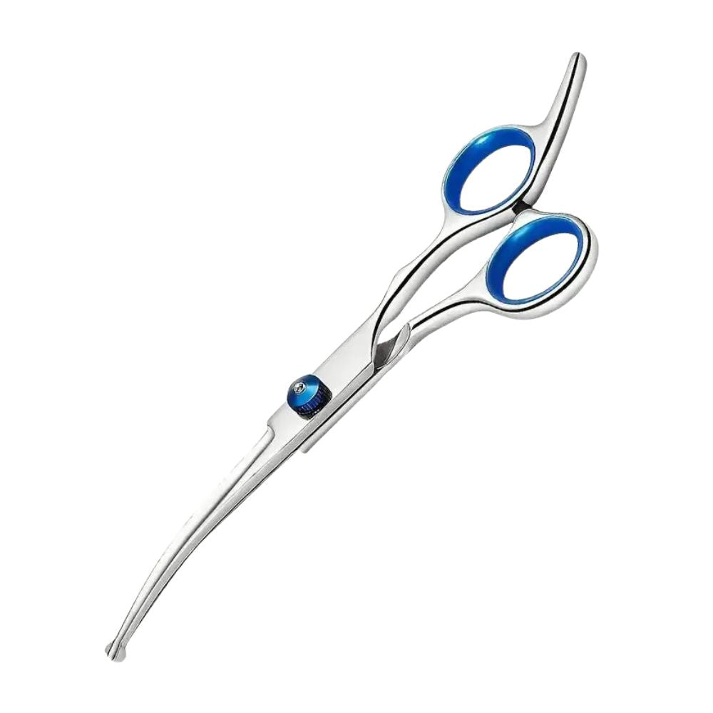 Pet Safe Grooming Scissors – Ambidextrous Round-Tip Stainless Steel Shears - down curved