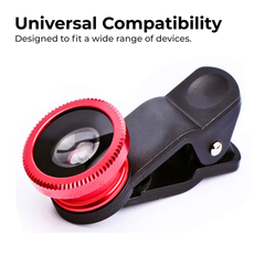 3-in-1 Clip-On Phone Lens Kit — Wide, Fisheye & Macro