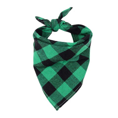 Plaid Dog Bandana — Adjustable Cotton Pet Scarf