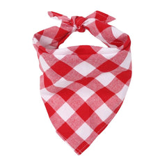 Plaid Dog Bandana — Adjustable Cotton Pet Scarf