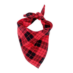 Plaid Dog Bandana — Adjustable Cotton Pet Scarf