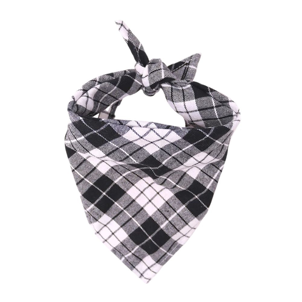 Plaid Dog Bandana — Adjustable Cotton Pet Scarf