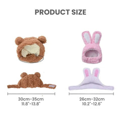 Plush Bear & Bunny Pet Hat — Cosplay Cat/Dog Hood