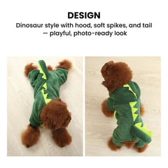 Plush Dinosaur Pet Onesie — Blue & Green Dog/Cat Costume