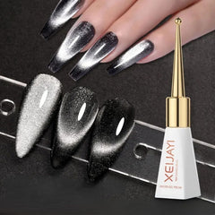Porcelain White Cat Eye Gel Polish: Holographic Magnetic Galactic Effect