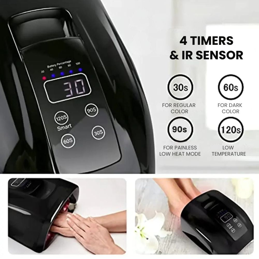 Portable Cordless UV LED Nail Lamp – 15600mAh - timer