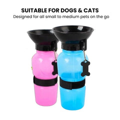 Portable Dog Water Bottle — 500ml Leakproof Travel Bowl