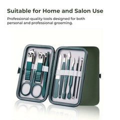 Portable Green Nail Clippers Set 18-in-1 Grooming Kit