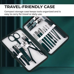 Portable Green Nail Clippers Set 18-in-1 Grooming Kit