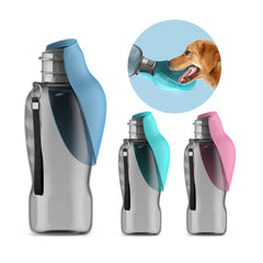 Portable Pet Water Bottle — 800ml One-Hand Drink Bowl