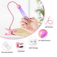 Portable UV Nail Dryer – USB LED Clip Lamp for Gel Curing