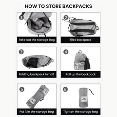 Foldable 18L Lightweight Waterproof Travel Backpack