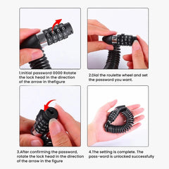 Portable Bike Cable Lock | 4-Digit Helmet