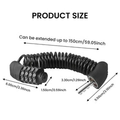 Portable Bike Cable Lock | 4-Digit Helmet
