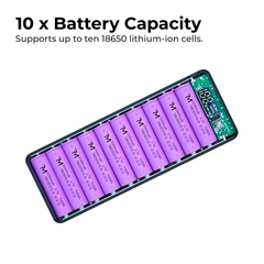 DIY 10×18650 Power Bank Case with LED Display & Flashlight