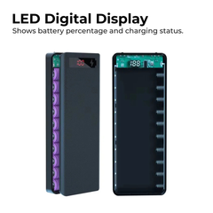 DIY 10×18650 Power Bank Case with LED Display & Flashlight