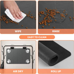 Premium Non-Slip Pet Feeding Mat — Leakproof Paw Print