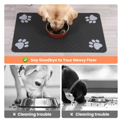 Premium Non-Slip Pet Feeding Mat — Leakproof Paw Print
