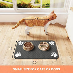 Premium Non-Slip Pet Feeding Mat — Leakproof Paw Print