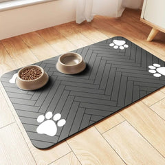 Premium Non-Slip Pet Feeding Mat — Leakproof Paw Print