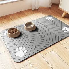 Premium Non-Slip Pet Feeding Mat — Leakproof Paw Print
