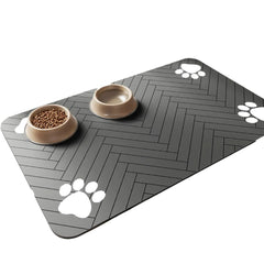 Premium Non-Slip Pet Feeding Mat — Leakproof Paw Print