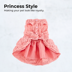 Pink Flower Puppy Princess Spring Dress