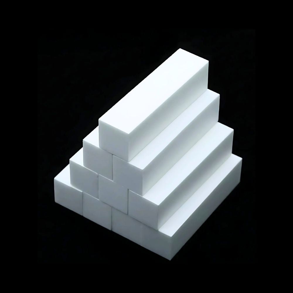 Pro Nail Buffers & Files Set - 10 White Sponge Blocks