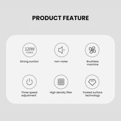 Professional 120W Nail Dust Remover with Adjustable Speed - features