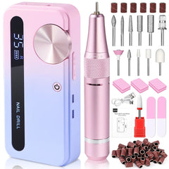 Professional 35000RPM Rechargeable Nail Drill Kit - pink 