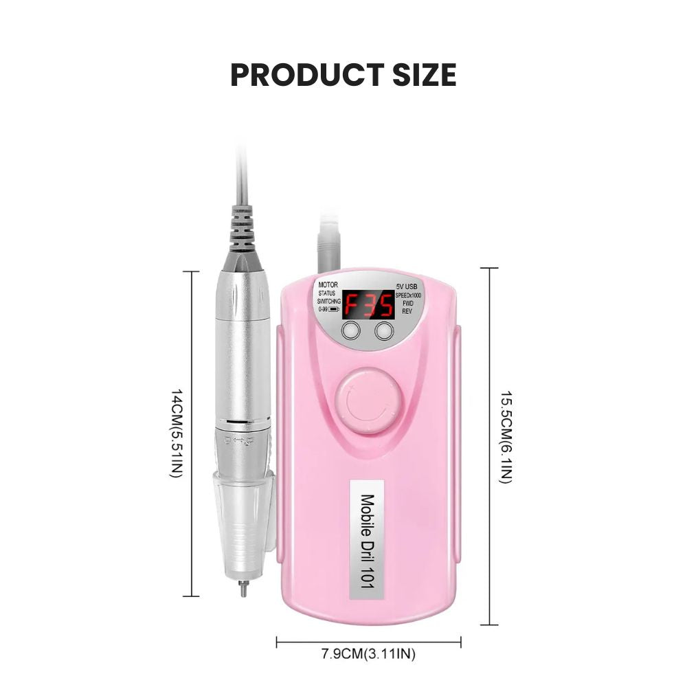 Professional Rechargeable Electric Nail Drill Machine - size