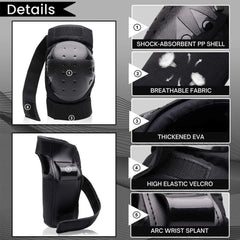 Protective Gear Set 6 Pcs – Knee, Elbow & Wrist Pads for All Ages