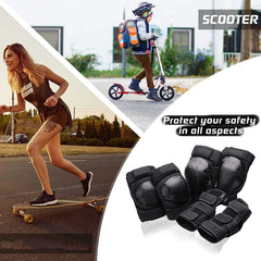Protective Gear Set 6 Pcs – Knee, Elbow & Wrist Pads for All Ages