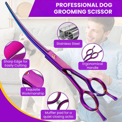 Purple Curved Pet Grooming Scissors — 7 in - grooming scissor