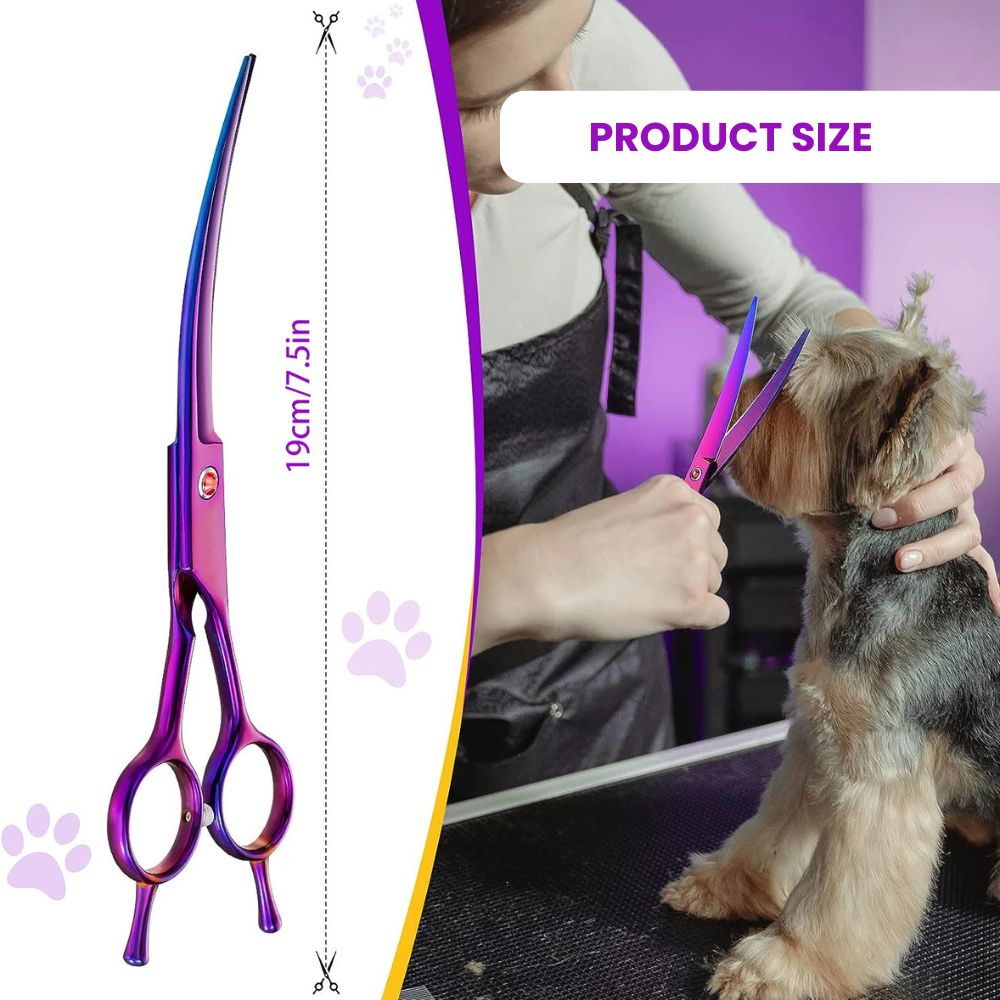 Purple Curved Pet Grooming Scissors — 7 in - size