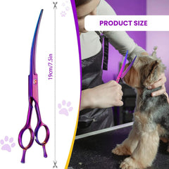 Purple Curved Pet Grooming Scissors — 7 in - size