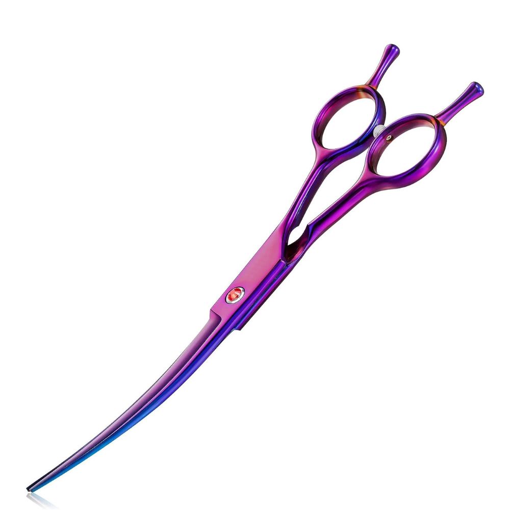 Purple Curved Pet Grooming Scissors — 7 in - plum