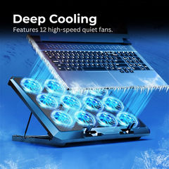 High-Power Laptop Cooler Pad with 12 Fans RGB