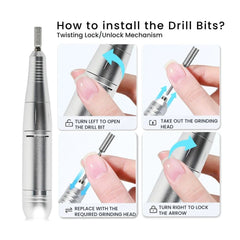 Rechargeable Electric Nail Drill Kit for Manicure & Pedicure