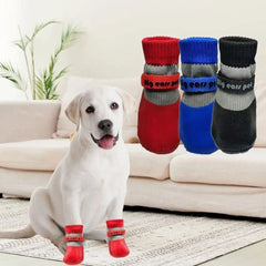 Reflective Anti-Slip Dog Booties — Knit Paw Socks