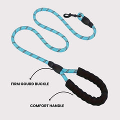 Reflective Padded Rope Dog Leash — Comfort Handle, Durable