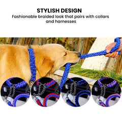 Reflective Braided Rope Dog Leash — Heavy-Duty