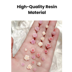 Resin Rose Nail Charms 3D Kawaii Flowers – 50PCS Set