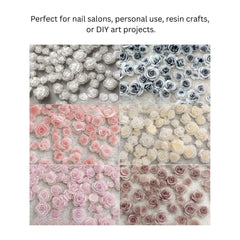 Resin Rose Nail Charms 3D Kawaii Flowers – 50PCS Set