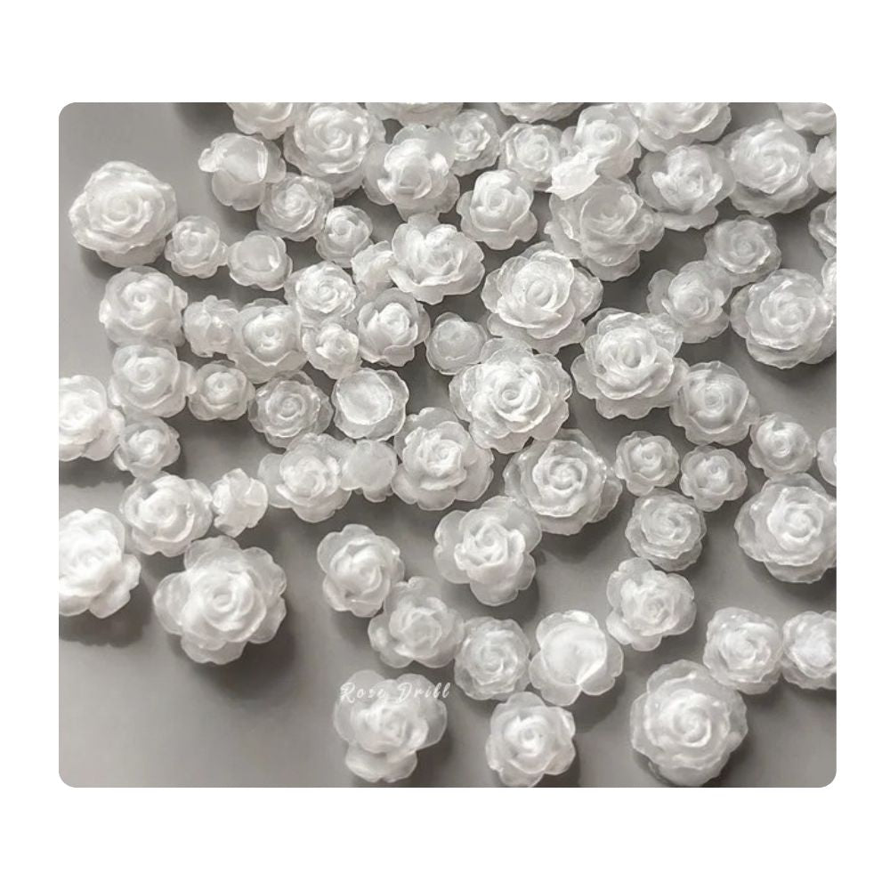 Mini 3D Rose Nail Art Charms — Mixed Pink & Cream