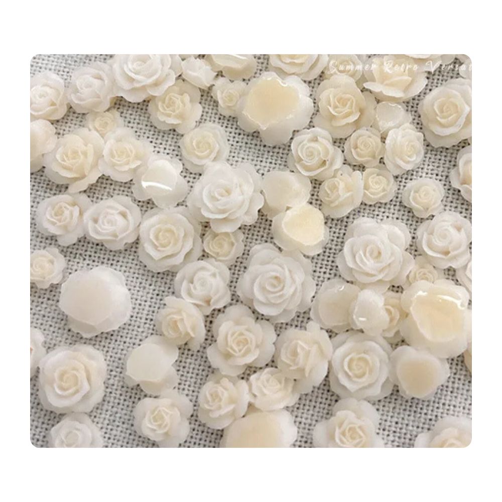 Mini 3D Rose Nail Art Charms — Mixed Pink & Cream