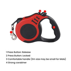 Retractable Dog Leash — 3/5, Ergonomic, Multiple Colors