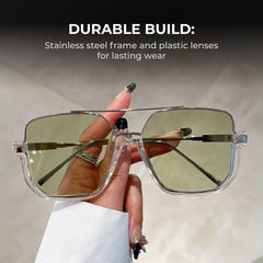 Retro Oversized Rectangle Sunglasses for Women & Men UV400
