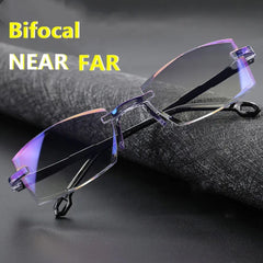 Rimless Bifocal Anti-Blue Light Reading Glasses