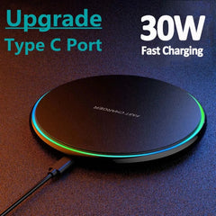 30W Wireless Charger for iPhone 15 14 & Samsung S23